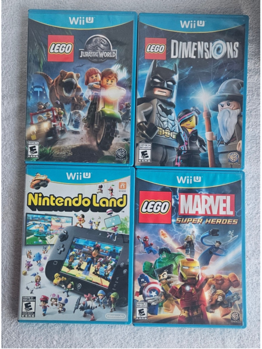 Lot 4 Nintendo Wii Games LEGO MARVEL Dimensions Nintendo Land Discs Are Pristine